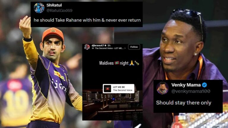 KKR Fans Outraged: Dwayne Bravo’s Maldives Trip Sparks Calls for Gautam Gambhir’s Return